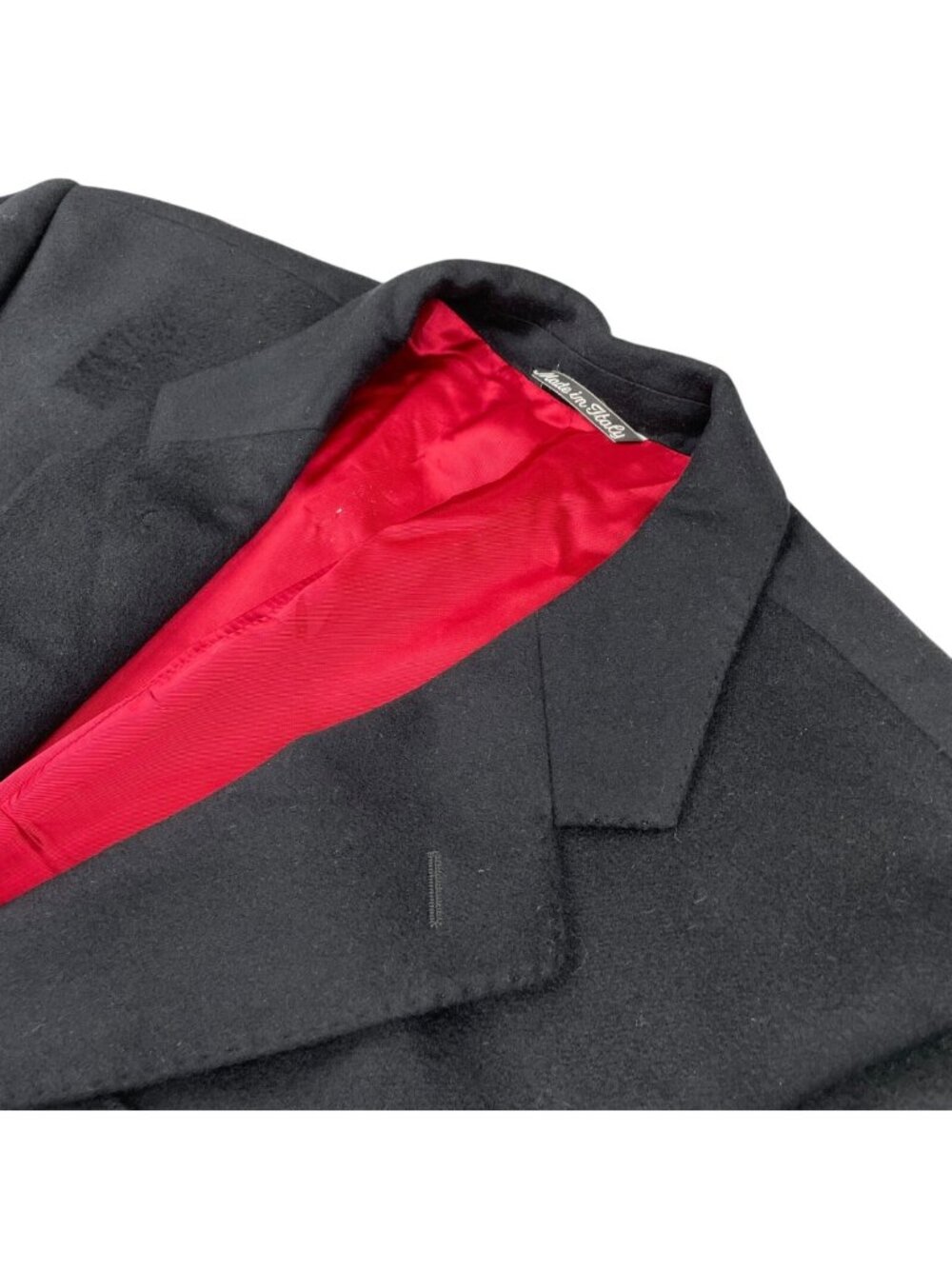 Carroll & Co Men's 100% Cashmere 2-Button Blazer Black/Red • Italy • 44S